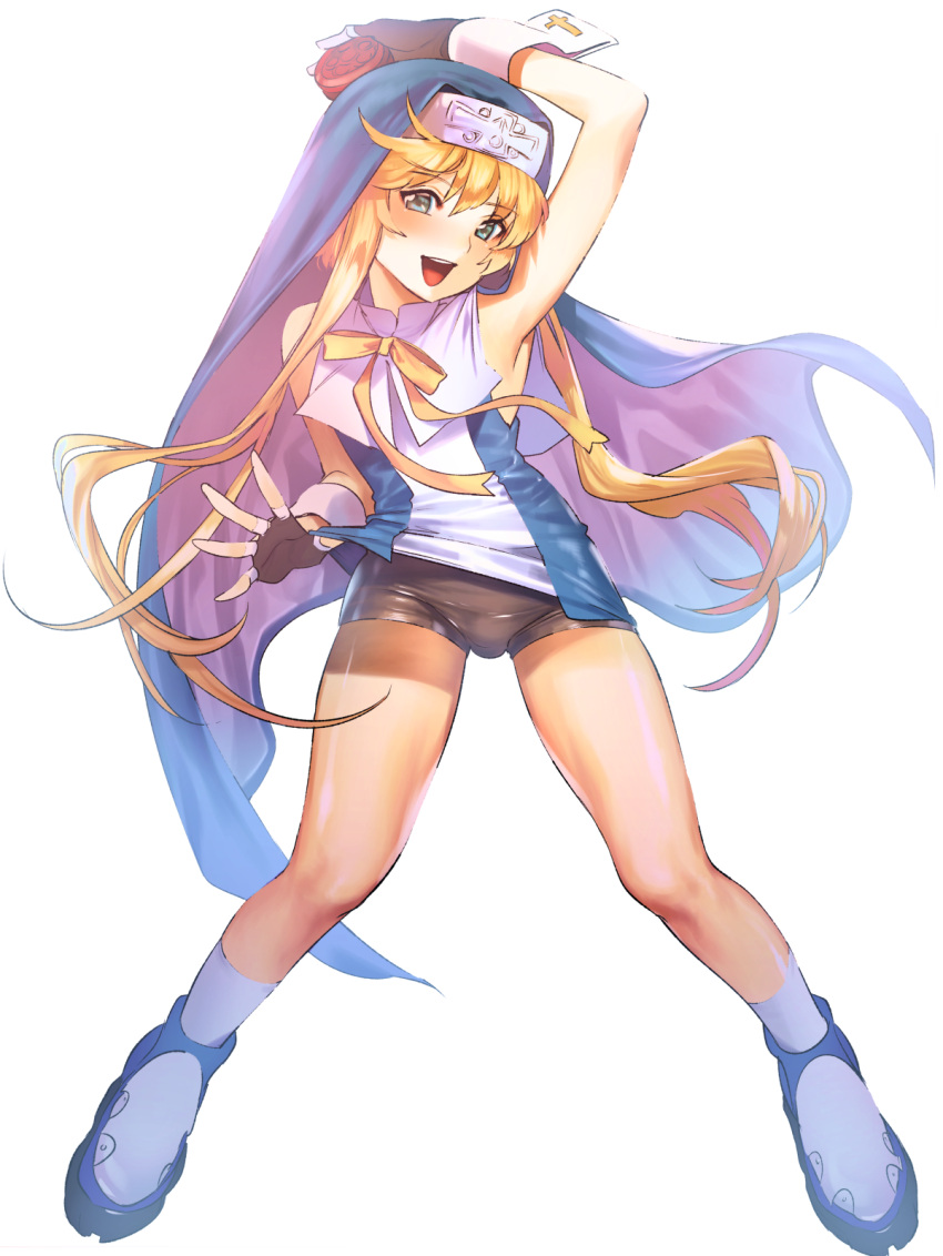 1boy, bike_shorts, blonde_hair, bridget_(guilty_gear), bulge, guilty_gear, highres, male_focus