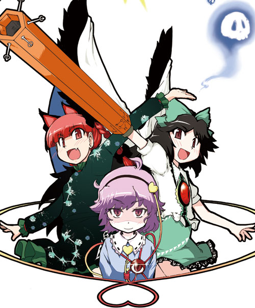 golden_pe_done, kaenbyou_rin, komeiji_satori, reiuji_utsuho, touhou