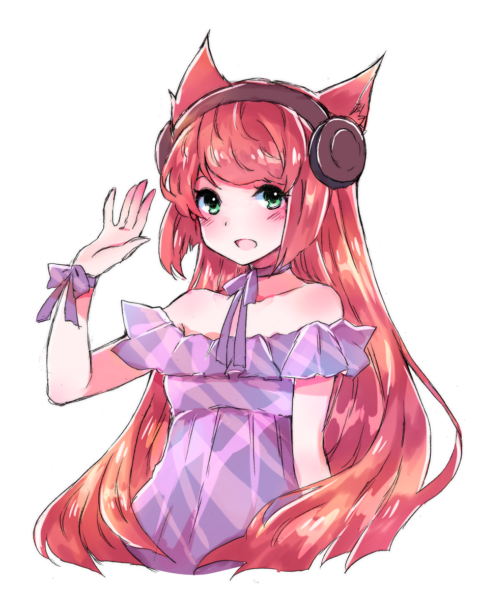 1girl, :d, animal_ears, bangs, bare_shoulders, blue_choker, blush, choker