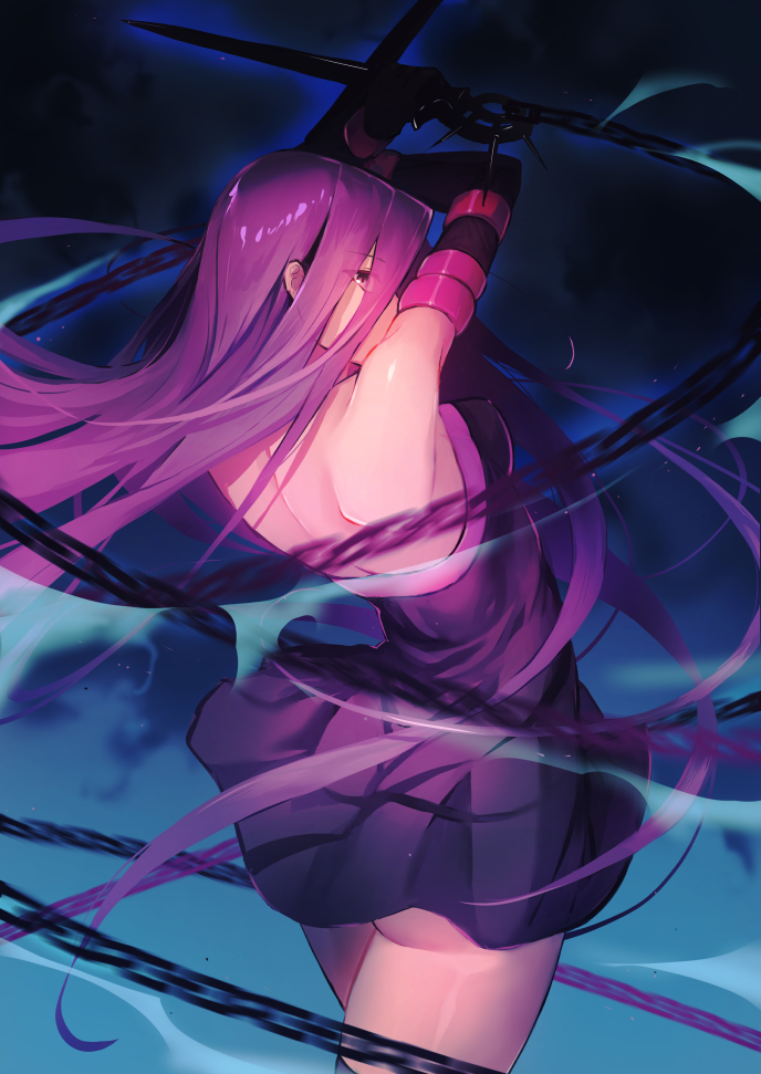 1girl, arms_up, ass, backless_outfit, bangs, bare_back, bare_shoulders, breasts