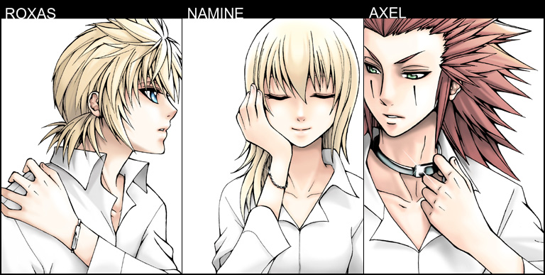 axel_(kingdom_hearts), blonde_hair, blue_eyes, casual, eguana, kingdom_hearts, kingdom_hearts_ii, medium_hair