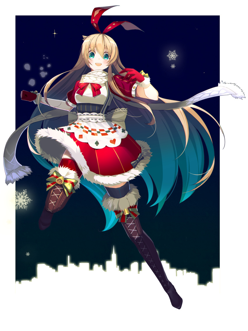 1girl, absurdres, alice_(grimms_notes), alice_(wonderland), alice_in_wonderland, bell, black_legwear, blonde_hair