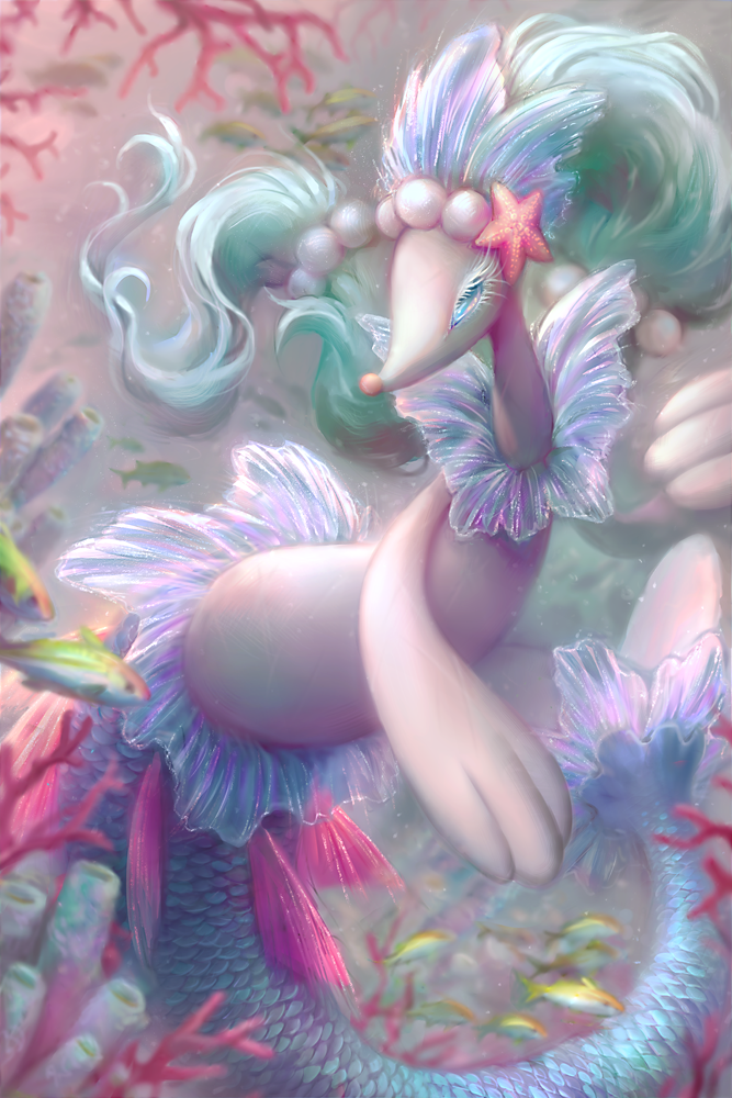 aqua, aqua_eyes, aqua_hair, creature, eyelashes, kawiku, looking_away, no_humans, pokemon, pokemon_(creature), pokemon_(game), pokemon_sm, primarina, realistic, solo, underwater