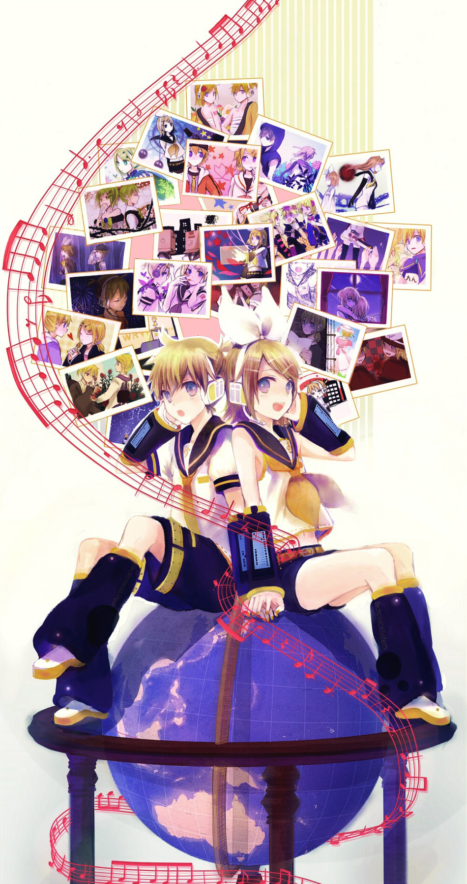 amamizu, annotated, blonde_hair, bow, cendrillon_(vocaloid), chu!_shite!_(vocaloid), detached_sleeves, dreaming_leaf_(vocaloid)