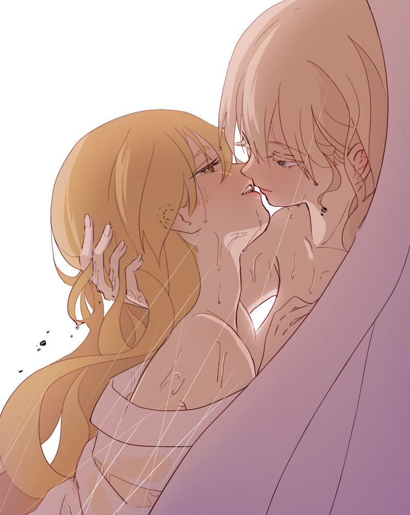 2girls, alice_margatroid, blonde_hair, blue_eyes, curtains, hand_in_another's_hair, hand_on_another's_head, kirisame_marisa