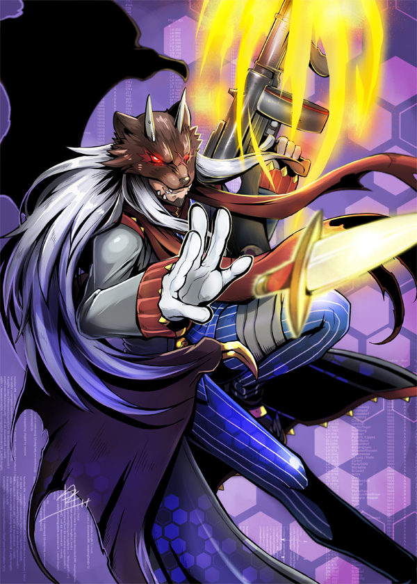 1boy, artist_name, astamon, bandage, digimon, digimon_xros_wars, fire, gloves