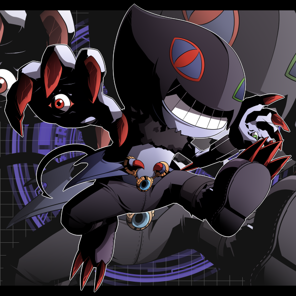 digimon, digimon_xros_wars, dracmon, eyeball, fur_trim, helmet, no_humans, satsuki_mei_(sakuramochi), solo, teeth