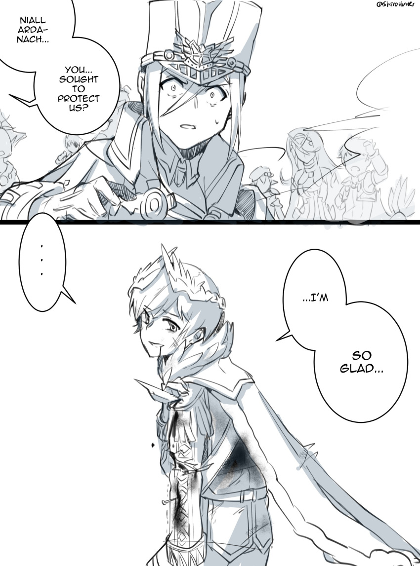 all_fours, bangs, blood, blue_eyes, collarbone, cousins, hana_(xenoblade), hat