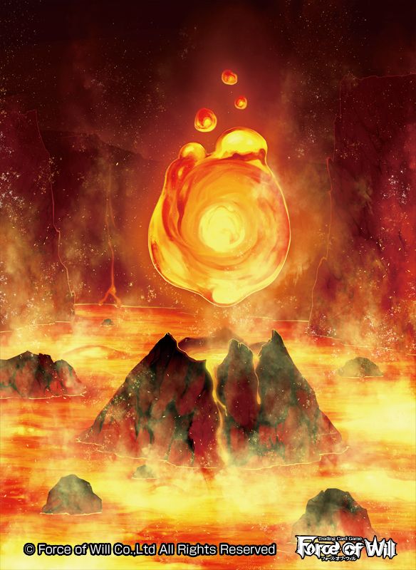 bai_ye_liang, copyright_name, fire, force_of_will, molten_rock, no_humans, official_art, rock