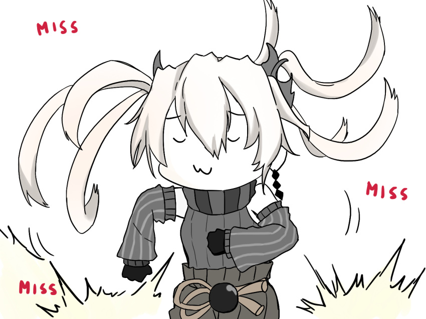 1girl, :3, abyssal_crane_hime, black_clothes, dancing, gameplay_mechanics, kantai_collection, long_hair