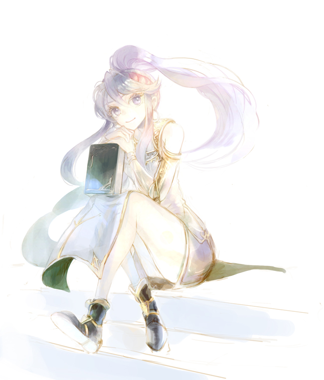 1girl, bare_shoulders, book, boots, dress, fire_emblem, fire_emblem:_seisen_no_keifu, hairband