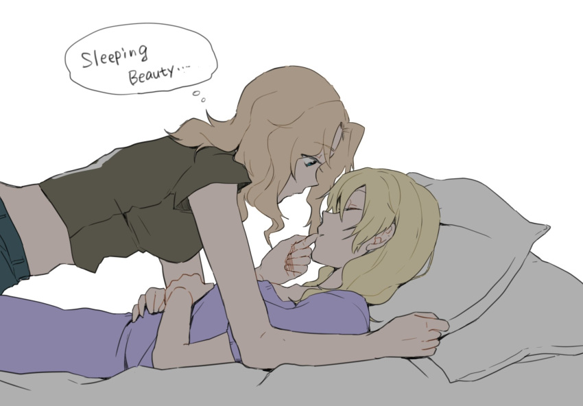 2girls, blonde_hair, closed_eyes, darjeeling, english, girls_und_panzer, highres, kay_(girls_und_panzer)