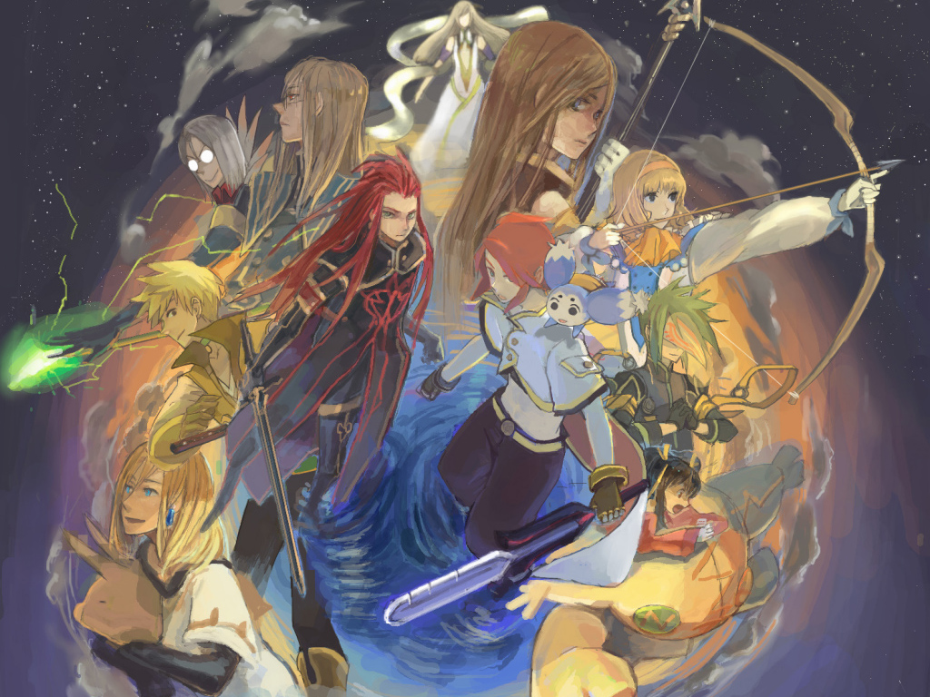 6+boys, anise_tatlin, asch, black_hair, blonde_hair, blue_eyes, bow, brown_hair