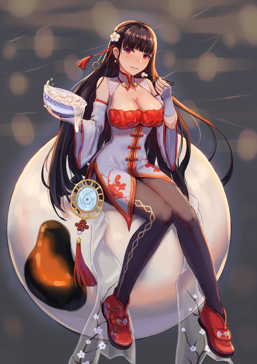 1girl, 5555_96, azur_lane, bangs, bare_shoulders, black_legwear, blunt_bangs, blurry