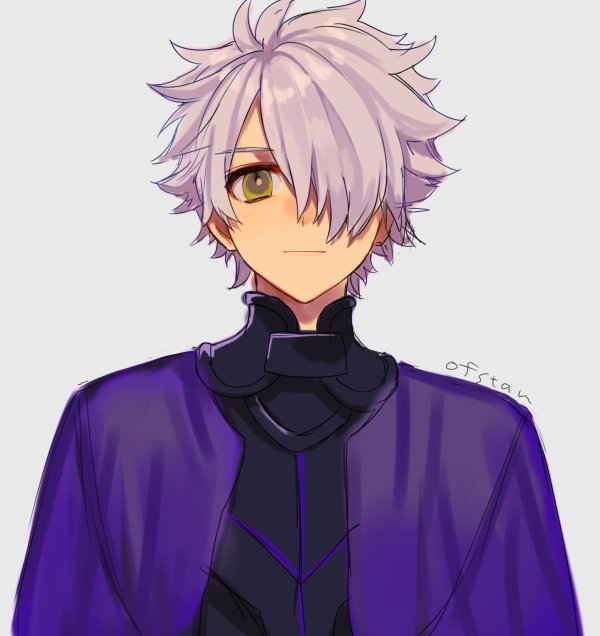 1boy, armor, artist_name, closed_mouth, fate/grand_order, fate_(series), galahad_(fate), grey_background