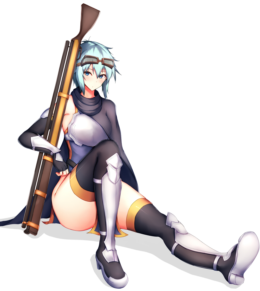 1girl, black_cape, blue_eyes, blue_hair, blush, bracer, cape, fingerless_gloves