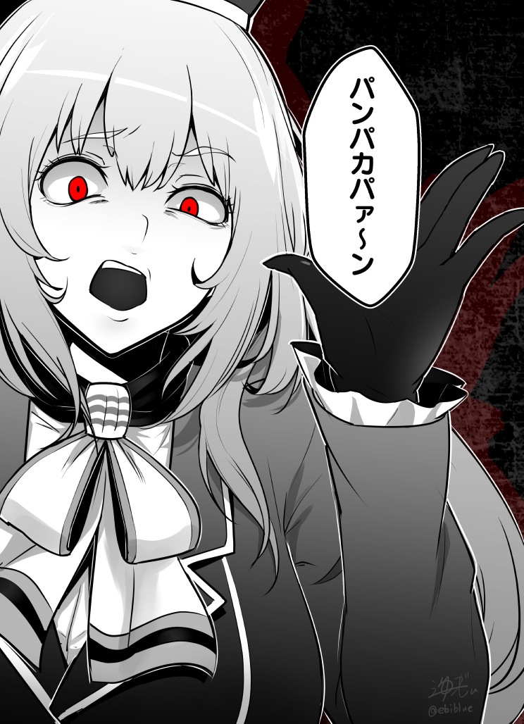 1girl, atago_(kantai_collection), breasts, ebiblue, gesugao, gloves, hat, kantai_collection