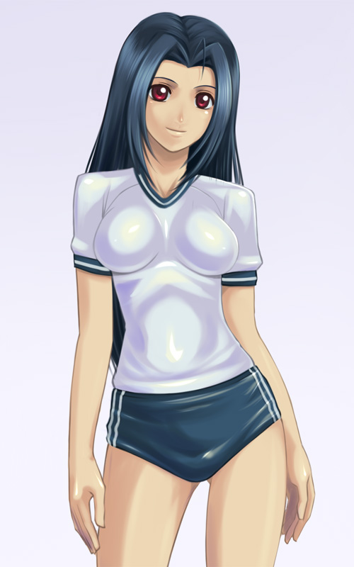 (^_^)_(pixiv198858), blue_hair, breasts, buruma, gym_uniform, idolmaster, long_hair, miura_azusa