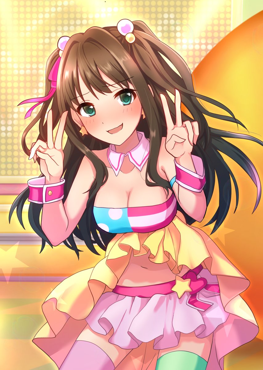 1girl, akagi_miria, akagi_miria_(cosplay), artist_request, blush, breasts, brown_hair, cosplay