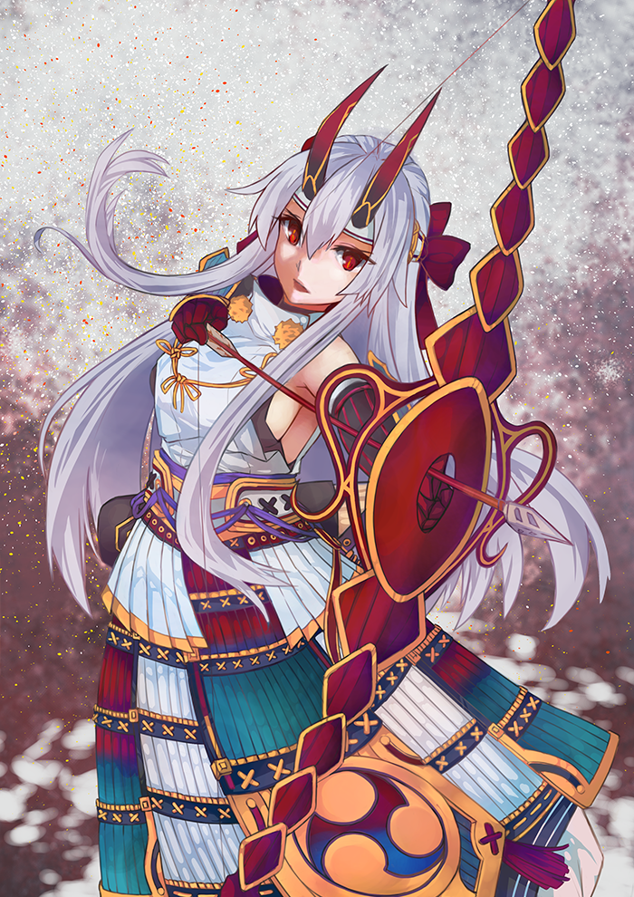 1girl, archer, bow, fate/grand_order, fate_(series), henny60225, horns, looking_at_viewer