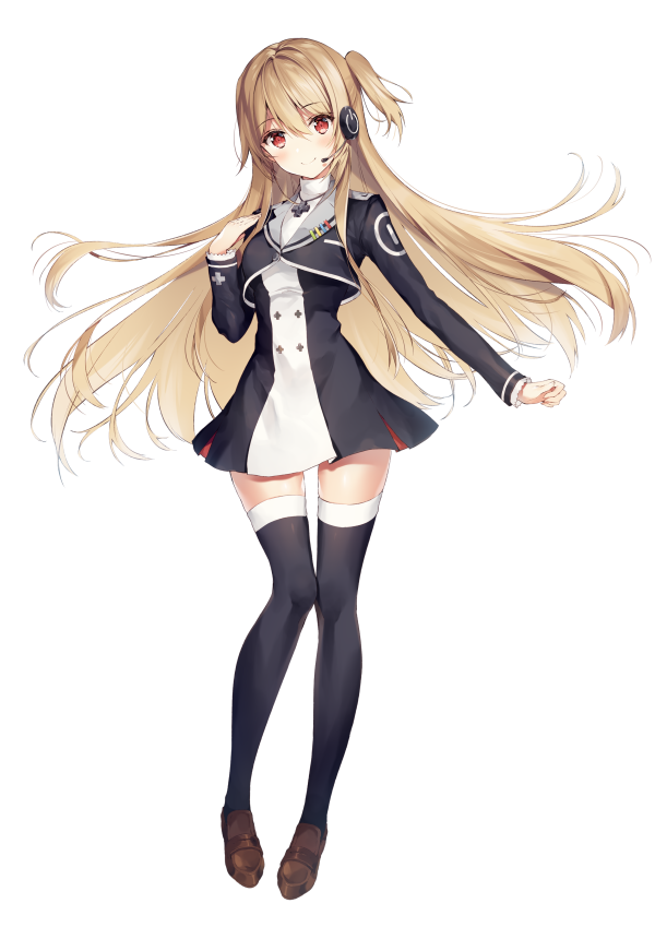 1girl, bangs, black_legwear, blonde_hair, blush, brown_footwear, closed_mouth, dress