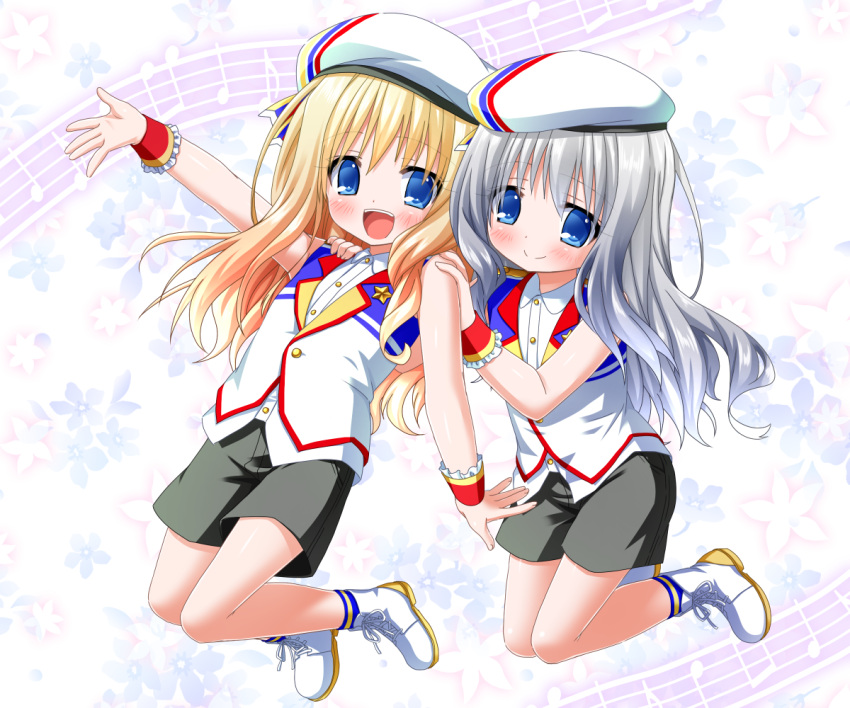 2boys, arisugawa_mimi, arisugawa_rara, beret, blonde_hair, blush, brothers, dress