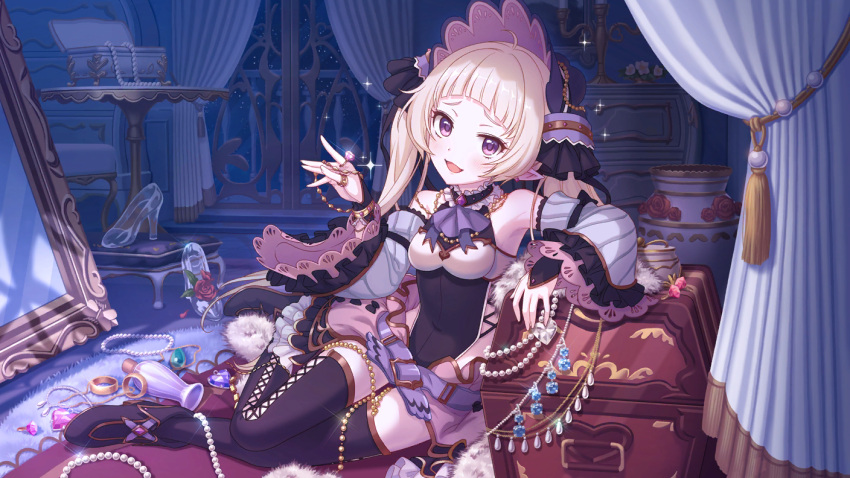 1girl, blonde_hair, cygames, jewelry, nijimura_yuki, official_art, princess_connect!, smirk