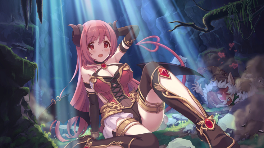 1girl, bare_shoulders, breasts, cygames, demon_girl, demon_tail, demon_wings, hasekura_io