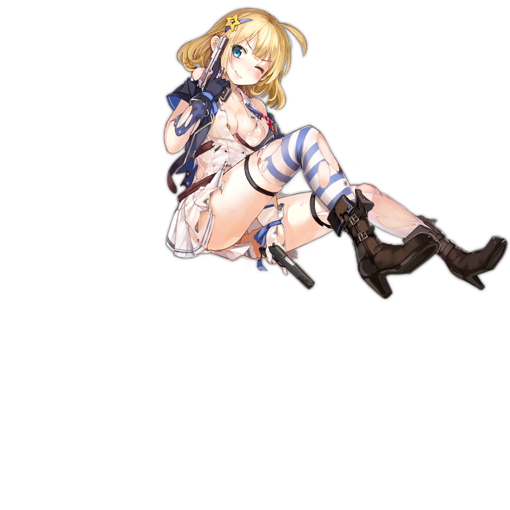 1girl, ahoge, artist_request, asymmetrical_legwear, blonde_hair, blue_eyes, blush, boots