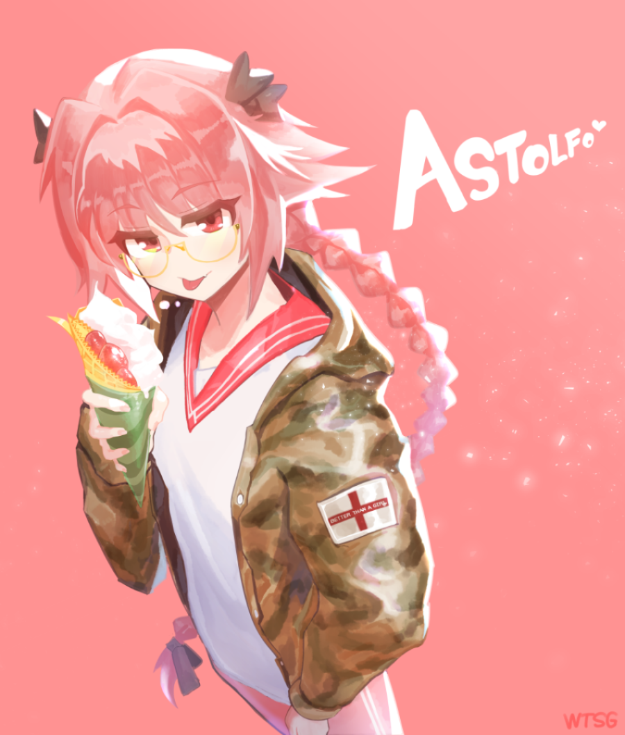 1boy, artist_name, astolfo_(fate), bangs, bespectacled, black_bow, bow, braid