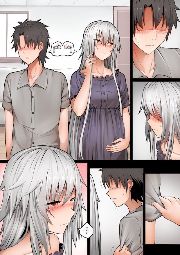 ..., 1boy, 1girl, apologizing, black_hair, blush, brown_eyes, comic