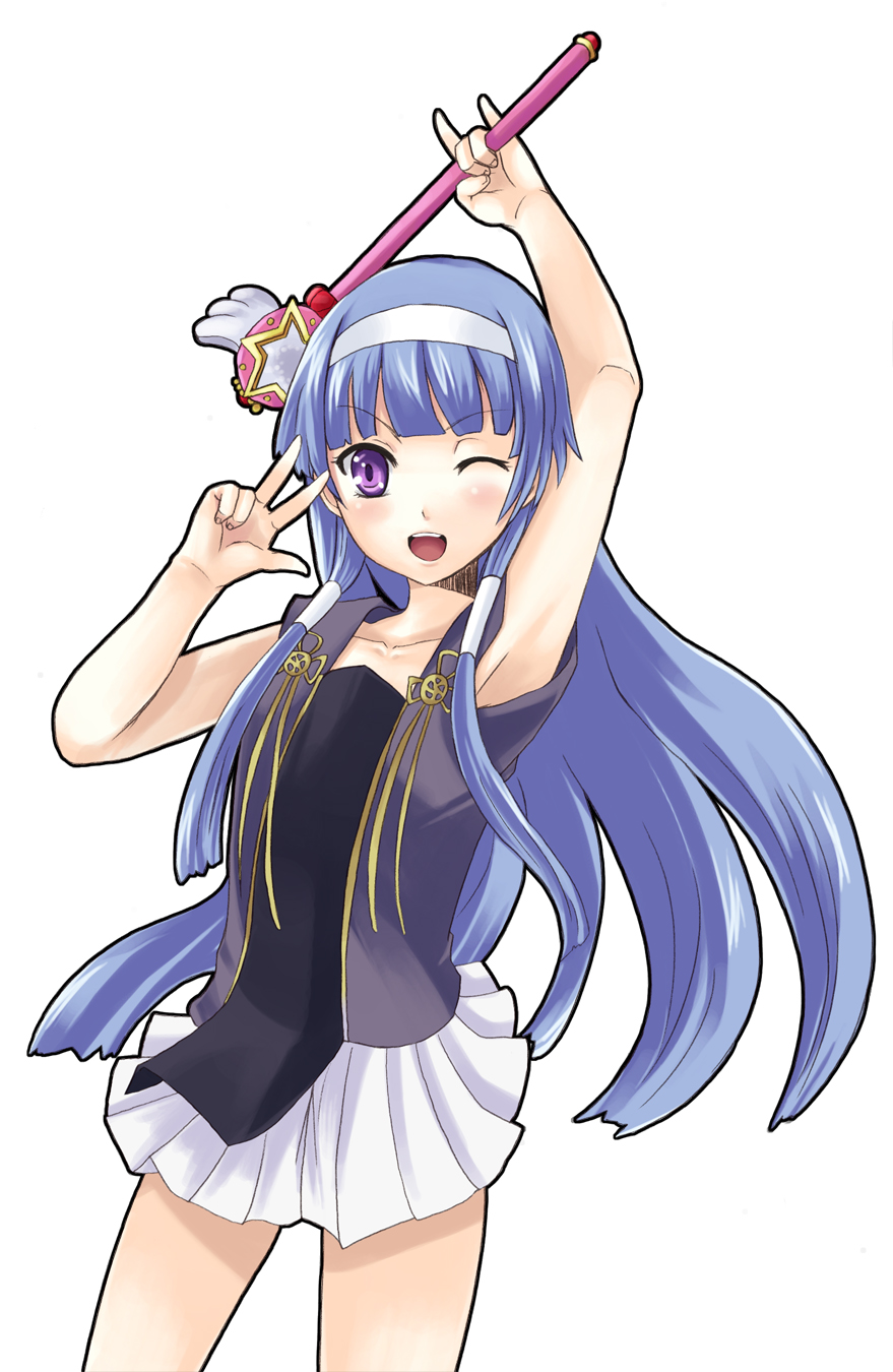 bangs, blue_hair, blunt_bangs, collarbone, hair_tubes, hands, highres, hinata