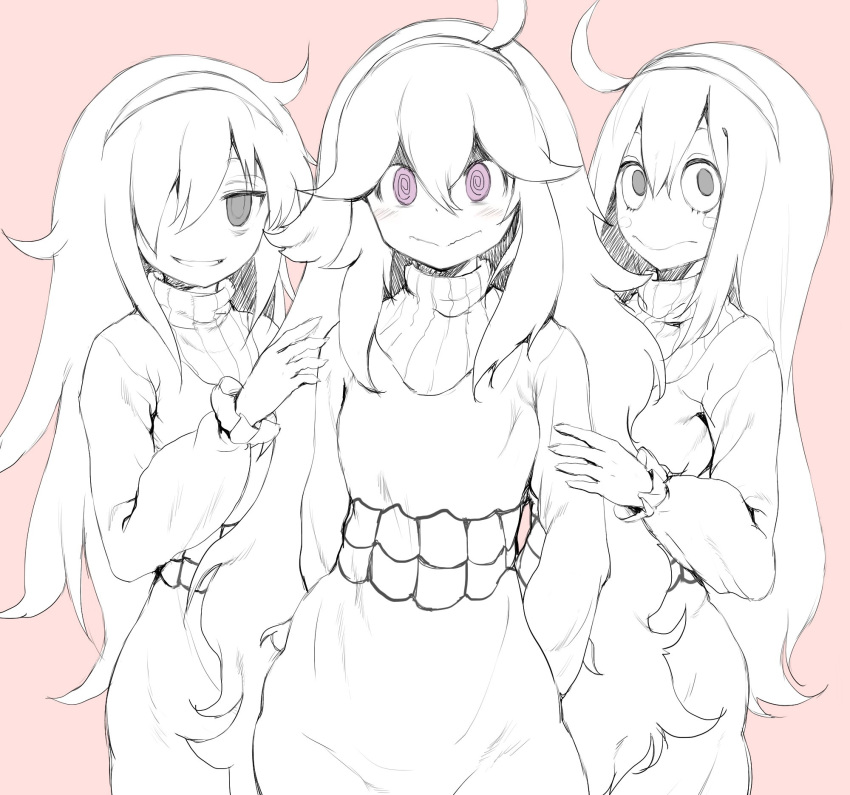 :>, @_@, ahoge, al_bhed_eyes, alternate_breast_size, asui_tsuyu, bags_under_eyes, blush