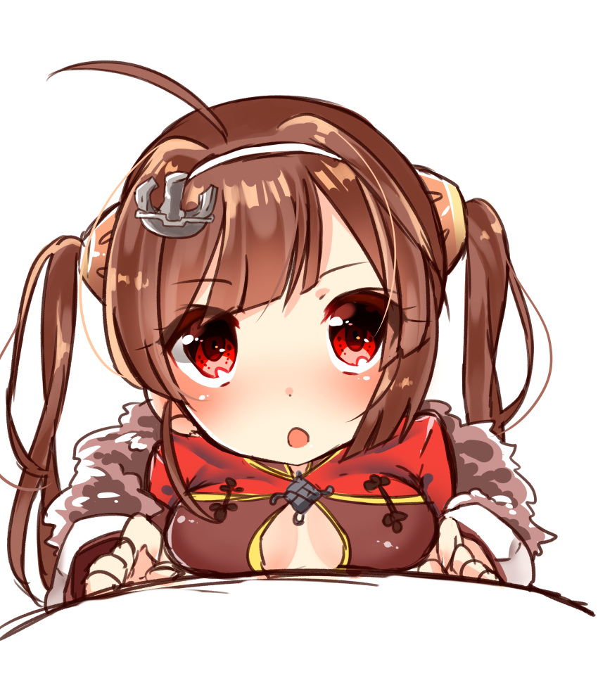 1girl, :o, absurdres, ahoge, anchor_hair_ornament, azur_lane, bangs, blush