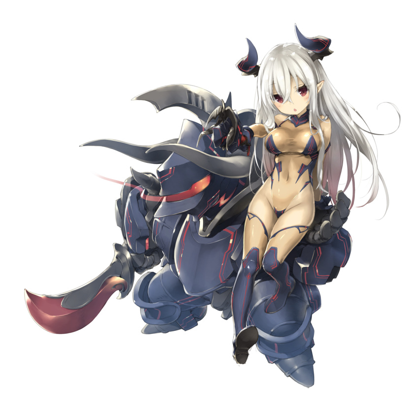 1girl, arm_support, boots, breasts, colo_mag-chan, colossus_(granblue_fantasy), commentary_request, covered_navel