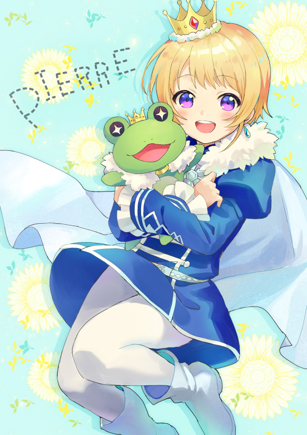 1boy, blonde_hair, blush, character_name, crown, earrings, idolmaster, idolmaster_side-m