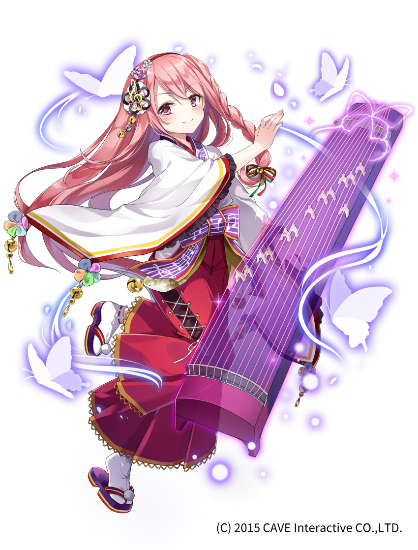 1girl, 2015, absurdres, bangs, beamed_quavers, bell, black_ribbon, blush