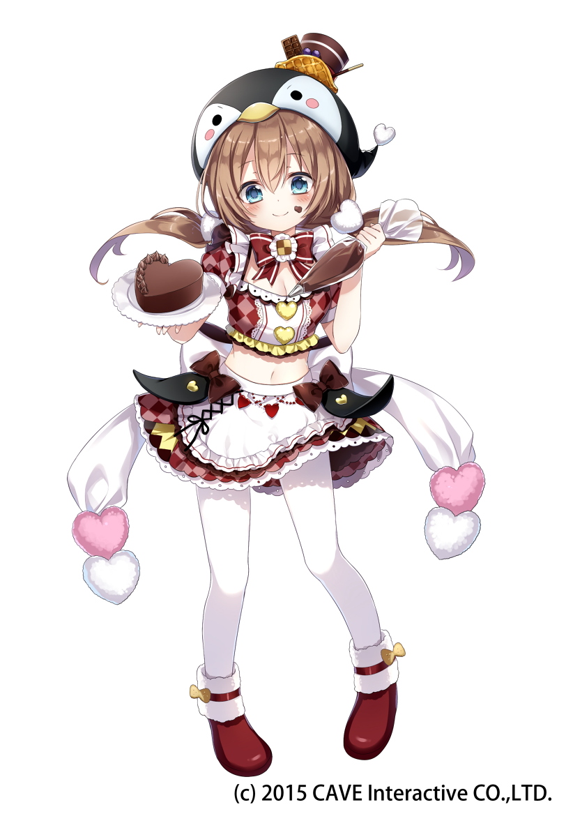 1girl, 2015, ankle_boots, apron, bangs, black_hat, blue_eyes, blueberry