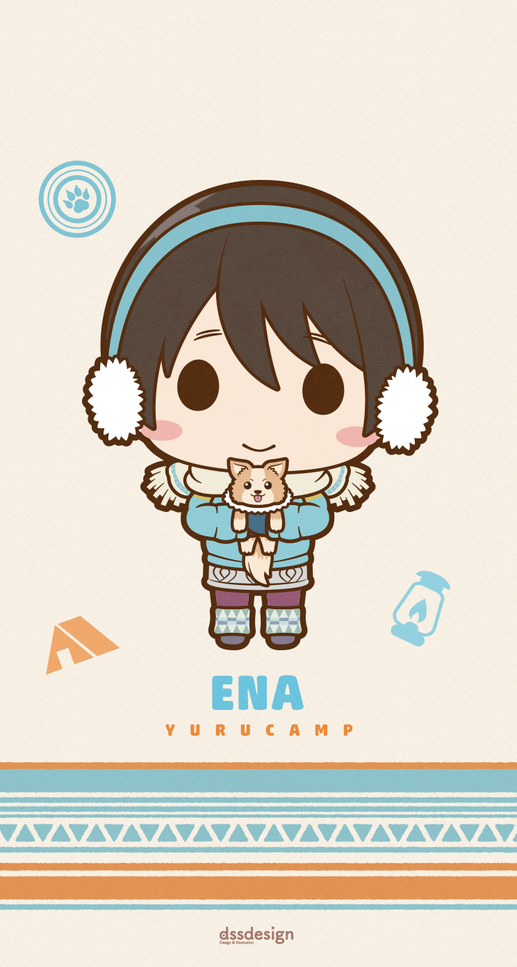 1girl, artist_name, beige_background, beige_scarf, black_eyes, blue_coat, blush_stickers, brown_hair