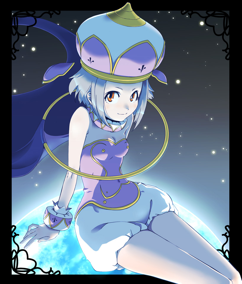 angol_mois, arm_support, blonde_hair, brown_eyes, cape, face, hat, jewelry
