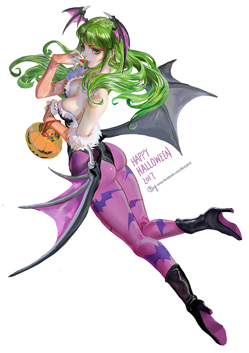 1girl, animal_print, ass, b.c.n.y., bat, bat_print, bat_wings, black_leotard