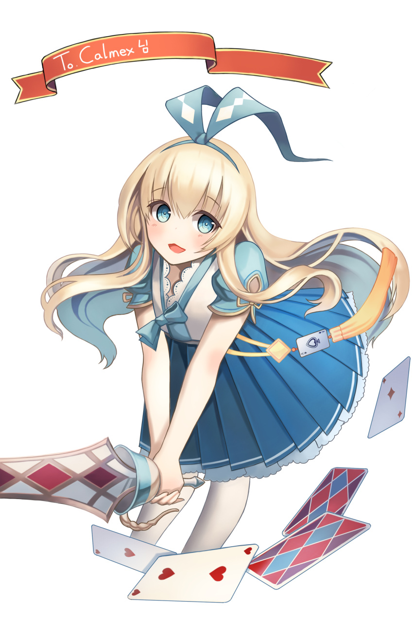 1girl, :3, absurdres, alice_(grimms_notes), blonde_hair, blue_eyes, blush, dress