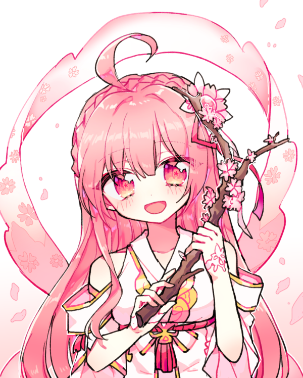 1girl, ahoge, alternate_color, alternate_hair_color, apsara_(elsword), ara_han, braid, cherry_blossoms