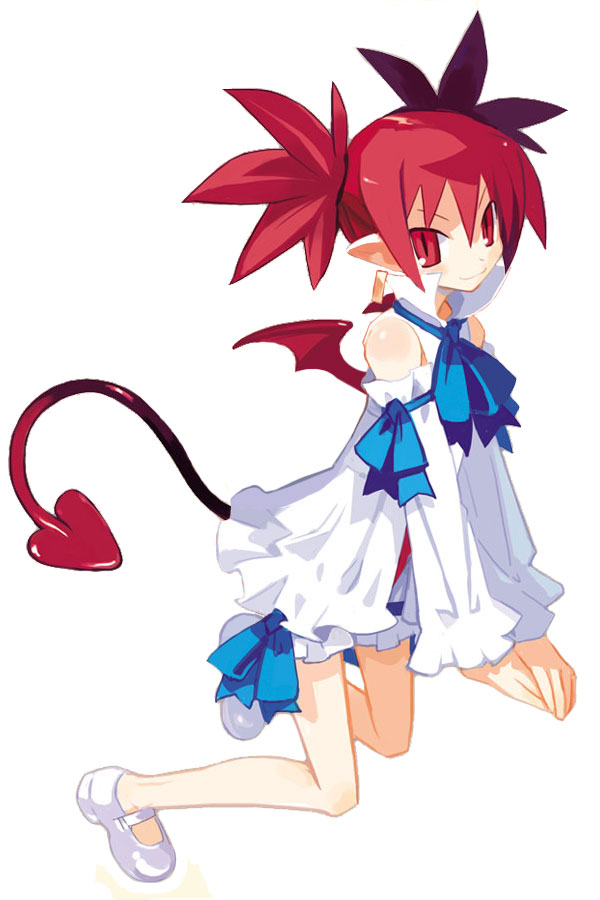 demon_girl, demon_wings, detached_sleeves, disgaea, etna, flonne, flonne_(cosplay), harada_takehito, nippon_ichi, pointy_ears, red_eyes, red_hair, redhead, solo, tail, wings