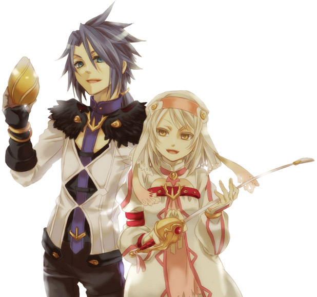 1girl, alice_(tales_of_symphonia_kor), decus, green_eyes, miho_(mi), ponytail, purple_hair, rapier