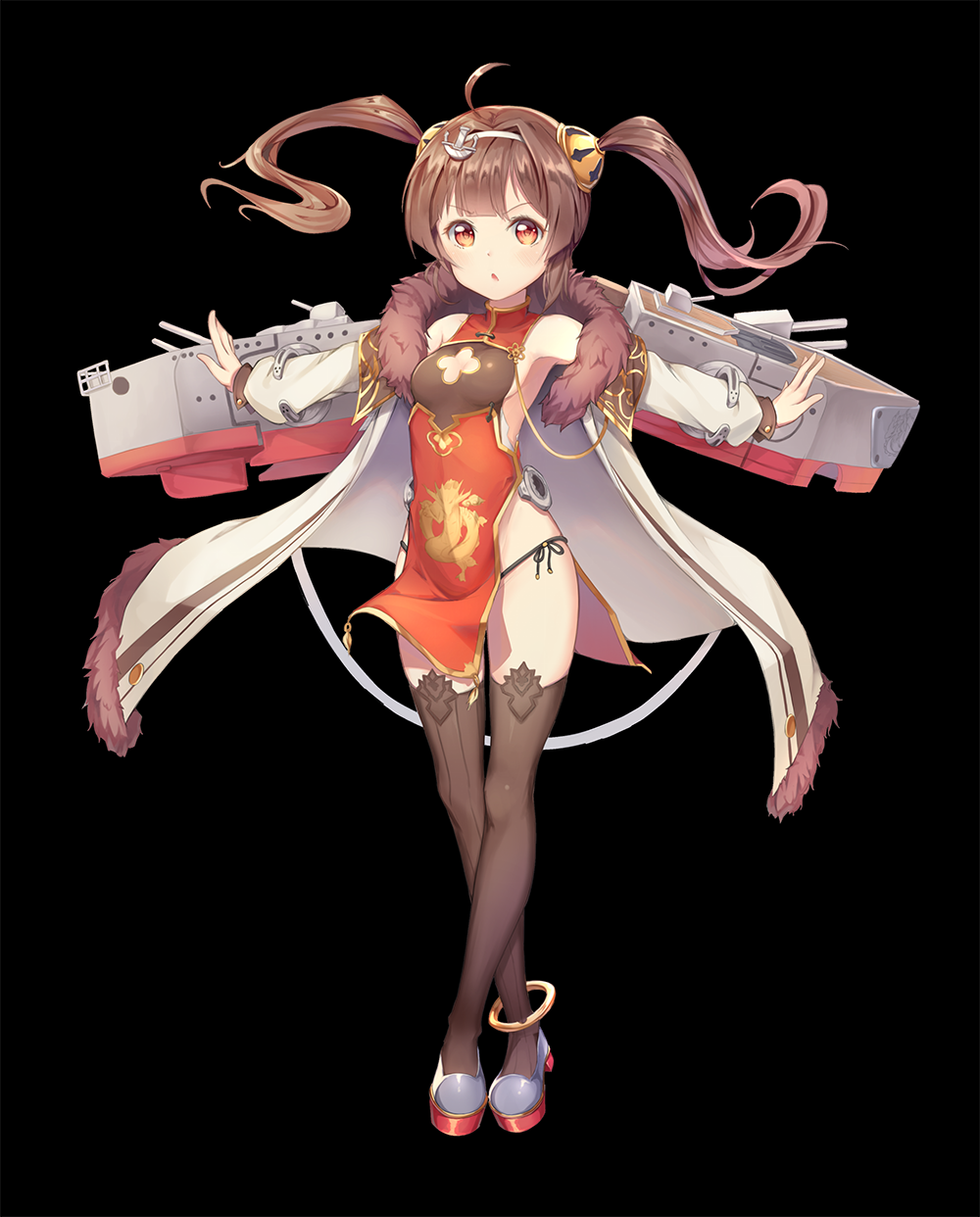 1girl, ahoge, anchor_hair_ornament, azur_lane, bangs, bare_shoulders, black_background, black_legwear