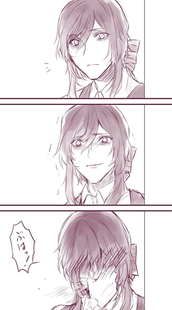 1boy, blush, comic, covering_mouth, long_hair, male_focus, marchen, marchen_von_friedhof