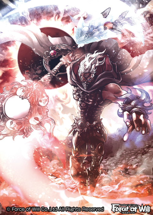 1boy, armor, bone, cape, company_name, crystal, dark_skin, eyepatch
