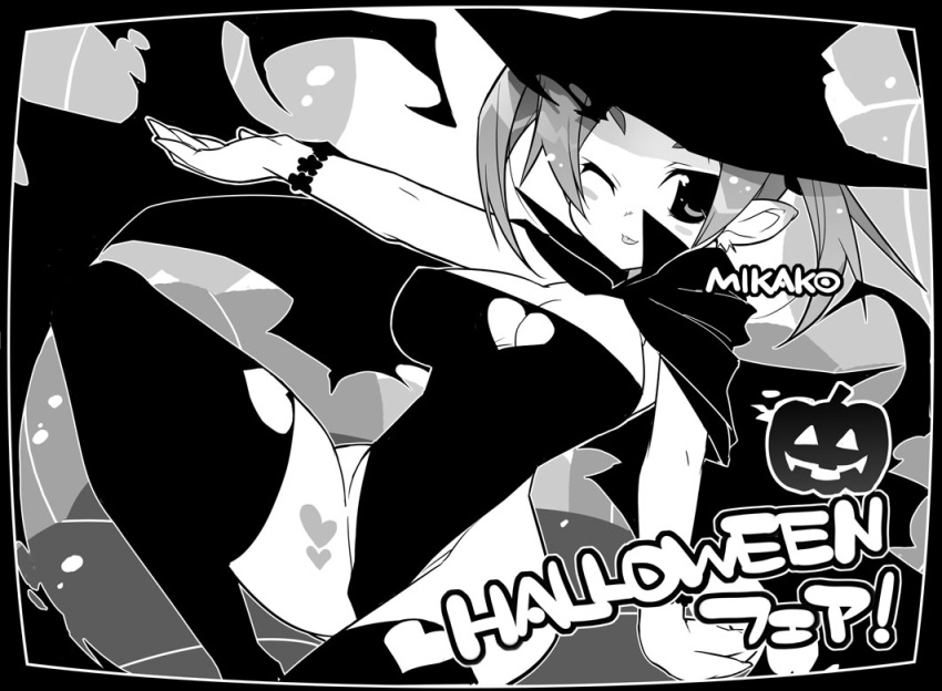 cape, halloween, hat, heart, kotamaru-mu, monochrome, pumpkin, pumpkins