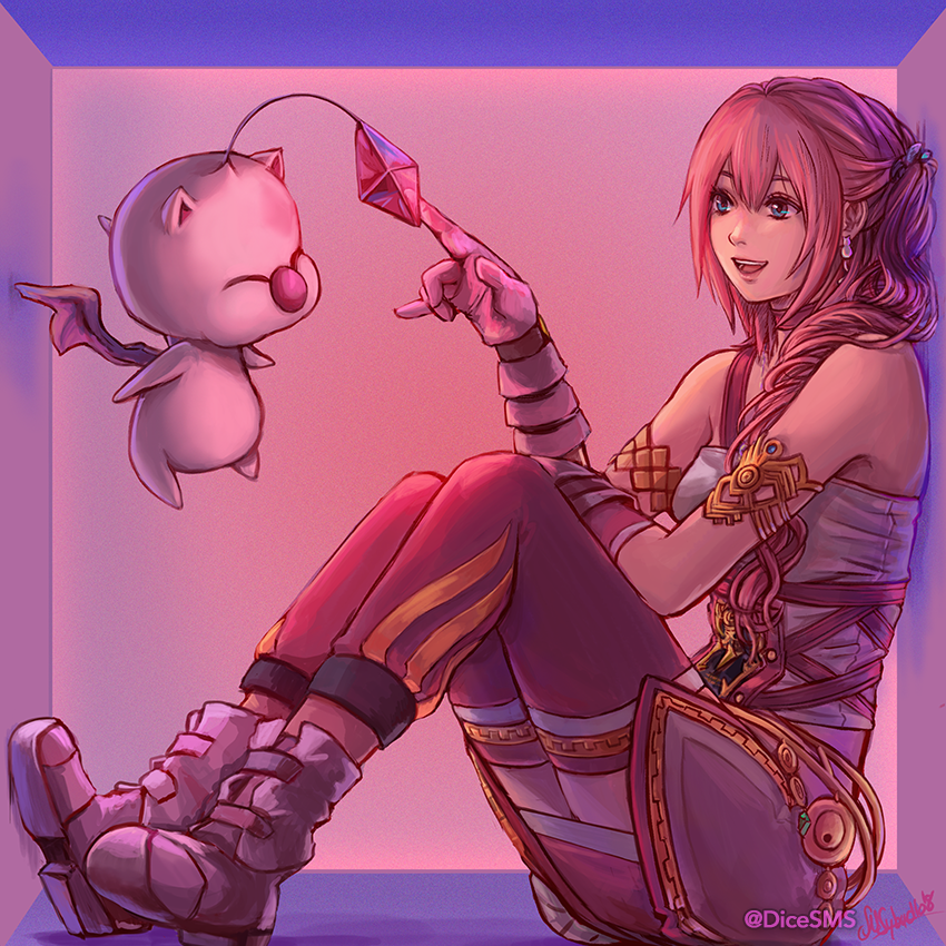 1girl, armlet, blue_eyes, choker, commentary, dicesms, earrings, final_fantasy